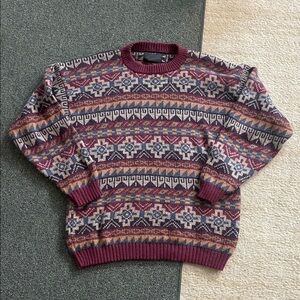 100% Alpaca Wool Multicolor Patterned Sweater